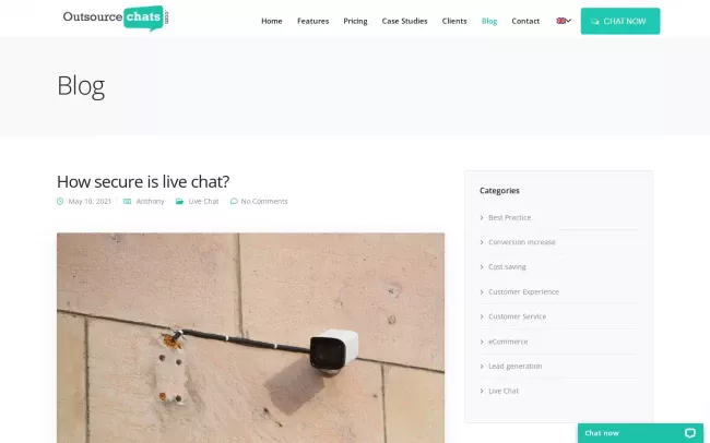 Screenshot of the Outsourcechats.com Blog