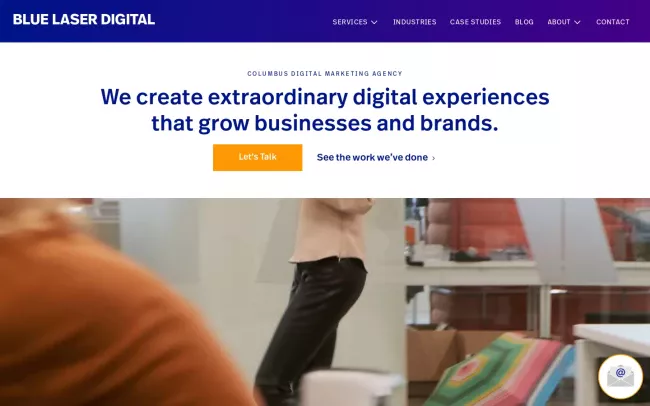 Screenshot of the Blue Laser Digital Website