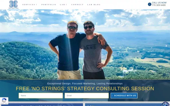 Screenshot of the Blue Light Labs Inc. Website