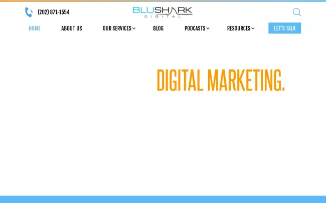 Screenshot of the BluShark Digital LLC Website