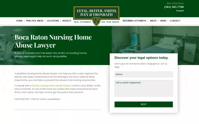 Screenshot of the Lytal, Reiter, Smith, Ivey & Fronrath Website