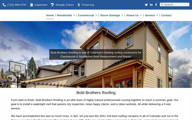 Screenshot of the Bold Brothers Roofing Website