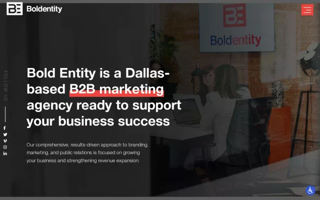 Screenshot of the Bold Entity Website