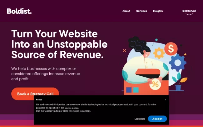 Screenshot of the Boldist Website