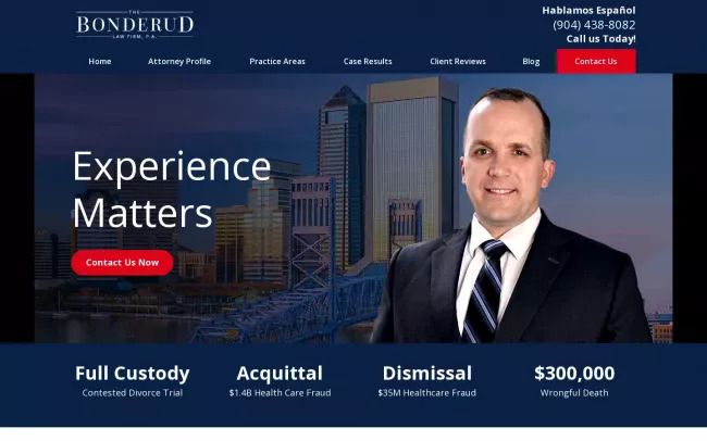 Screenshot of the The Bonderud Law Firm, P.A. Website