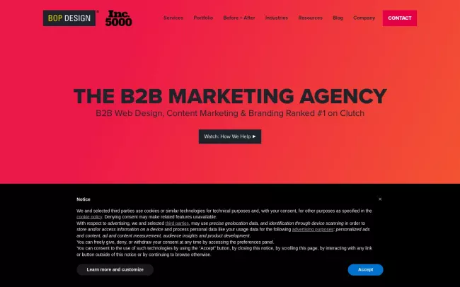 Screenshot of the Bop Design Website