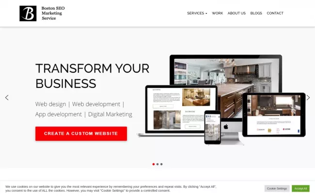 Screenshot of the Boston SEO Marketing Service Website