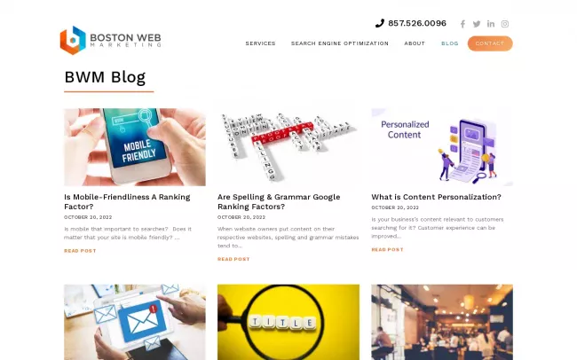 Screenshot of the Boston Web Marketing Blog