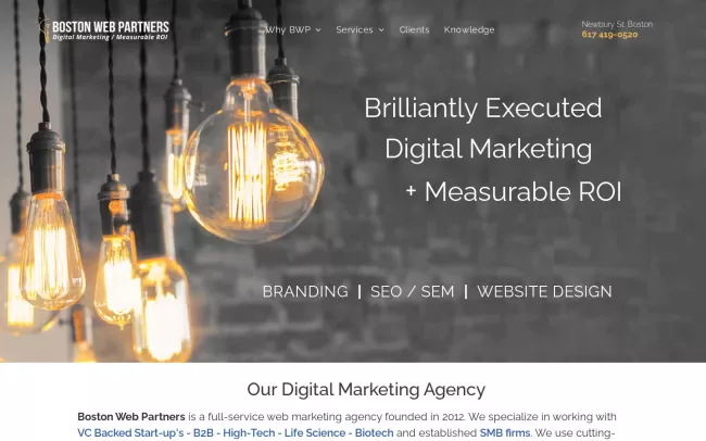 Screenshot of the Boston Web Partners LLC. Website