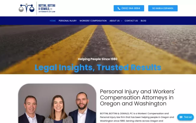 Screenshot of the Bottini Bottini & Oswald P.C. Website