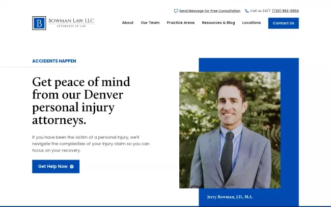 Screenshot of the Bowman Law, LLC Website