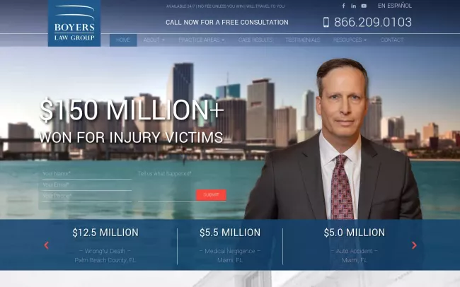 Screenshot of the Boyers Law Group Website