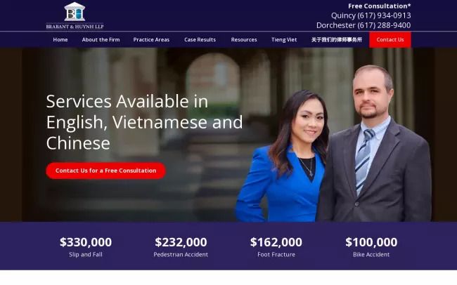 Screenshot of the Brabant & Huynh, LLP Website