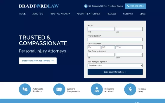 Screenshot of the Bradford Law, PLLC Website