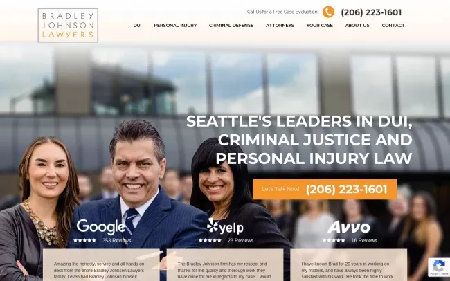 Screenshot of the Bradley Johnson Lawyers Website