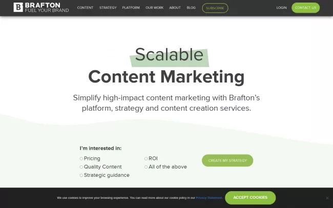 Screenshot of the Brafton, Inc. Website