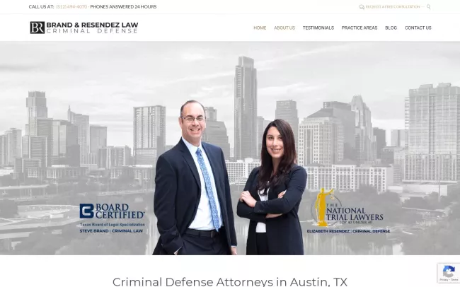 Screenshot of the Brand & Resendez Law Website