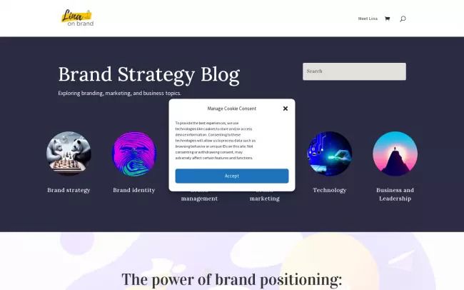 Screenshot of the Branding Blog by Lina On Brand