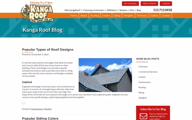 Screenshot of the Brandstetter's KangaRoof Blog