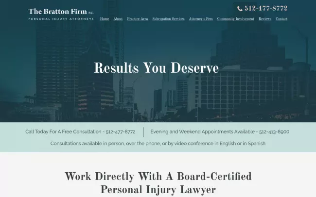 Screenshot of the The Bratton Firm, P.C. Website