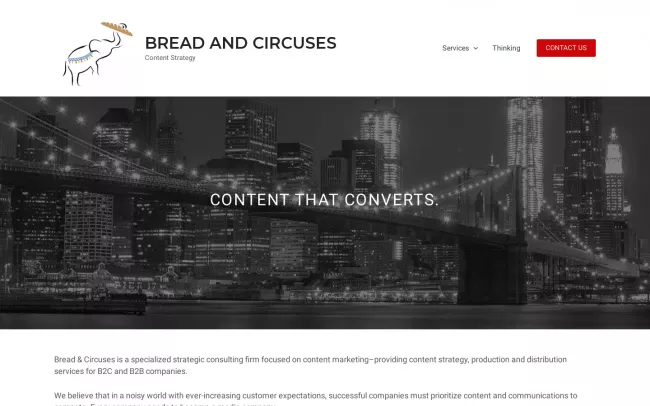 Screenshot of the Bread and Circuses | Content Strategy Website