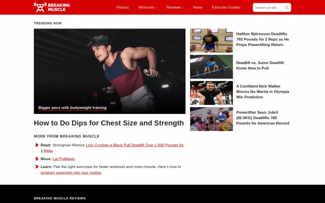 Screenshot of the Breaking Muscle Blog