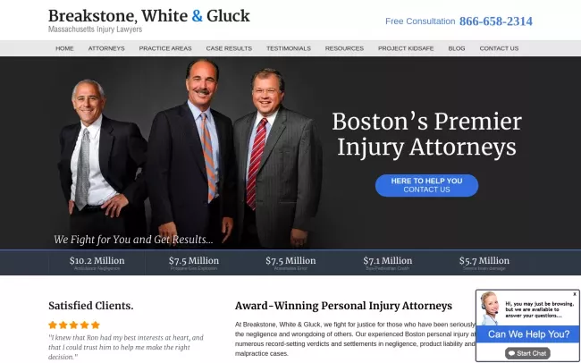Screenshot of the Breakstone, White & Gluck Website