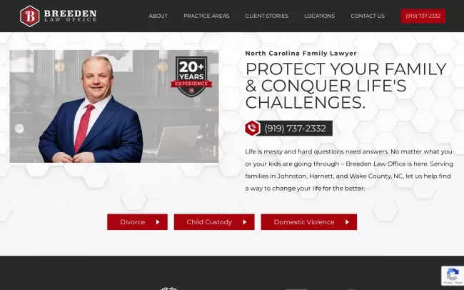 Screenshot of the Breeden Law Office Website