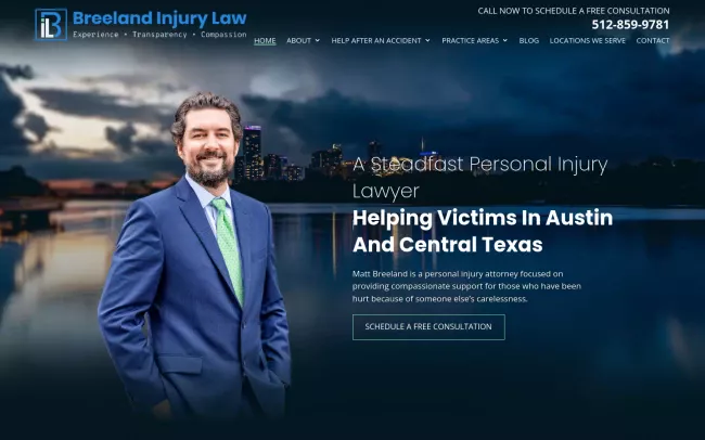 Screenshot of the Breeland Injury Law, PLLC Website