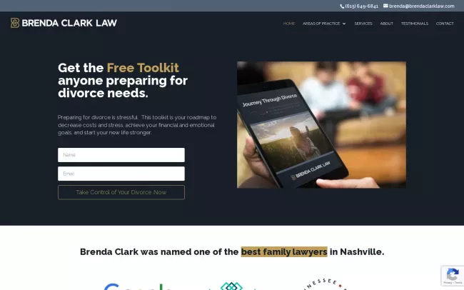 Screenshot of the Brenda Clark, Attorney Website