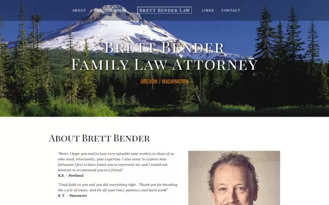 Screenshot of the Brett N. Bender, Attorney at Law Website