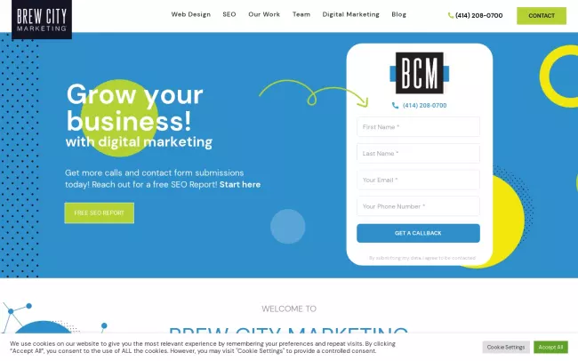 Screenshot of the Brew City Marketing Website