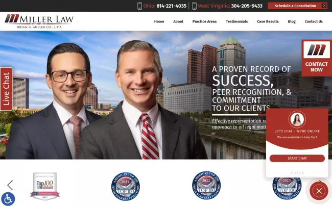 Screenshot of the Brian G. Miller Co., L.P.A. Website