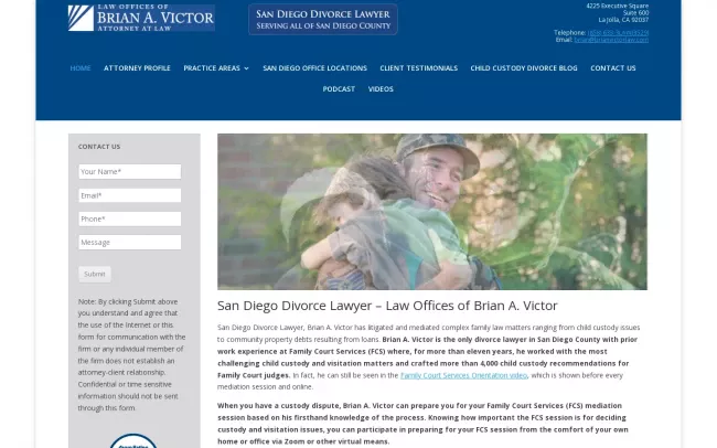 Screenshot of the Law Offices of Brian A. Victor Website