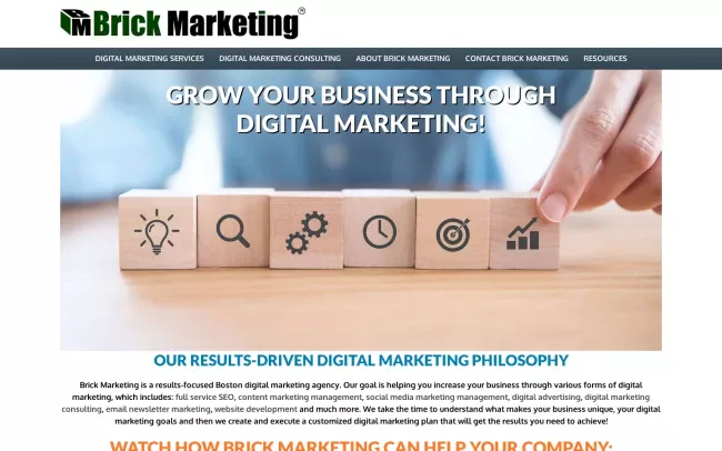 Screenshot of the Brick Marketing Website