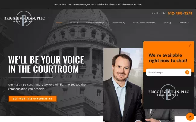 Screenshot of the Briggle & Polan, PLLC Website