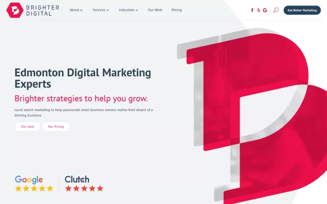 Screenshot of the Brighter Digital - Edmonton SEO Experts Website