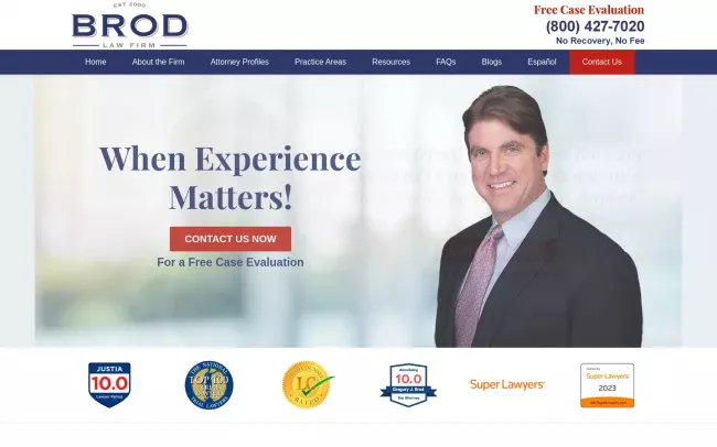 Screenshot of the Brod Law Firm Website