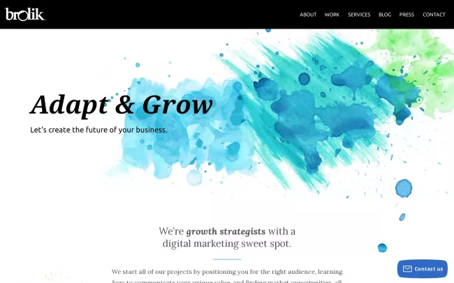 Screenshot of the Brolik Website