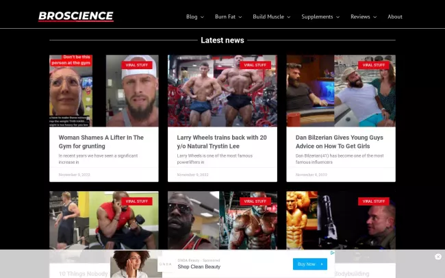 Screenshot of the BroScience Blog