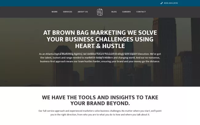 Screenshot of the Brown Bag Marketing Website