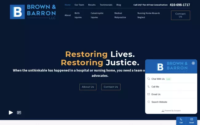 Screenshot of the Brown & Barron, LLC Website