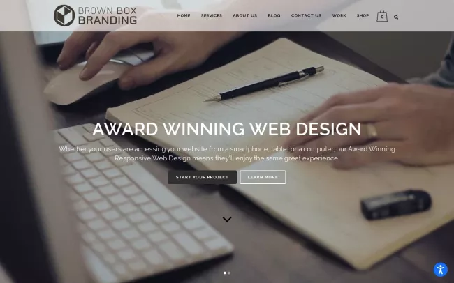Screenshot of the Brown Box Branding Website