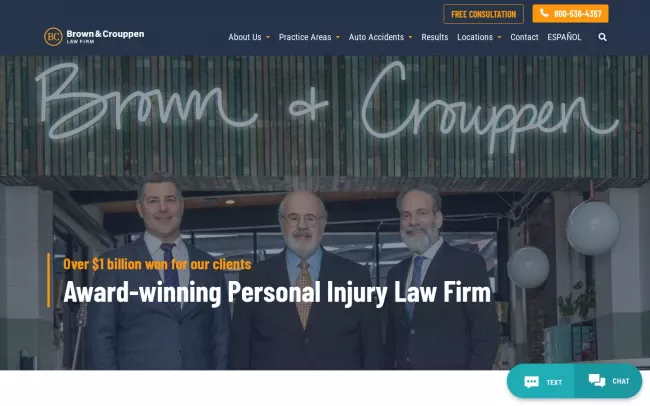Screenshot of the Brown & Crouppen Law Firm Website