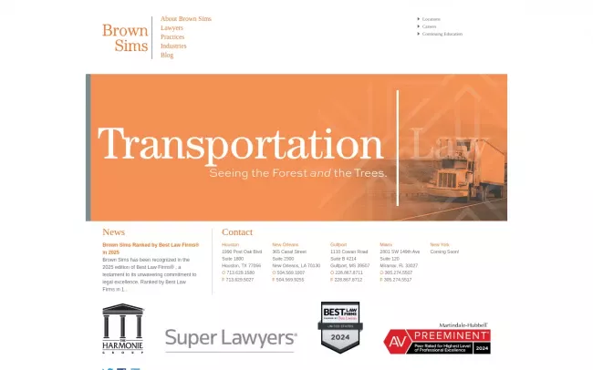 Screenshot of the Brown Sims Website