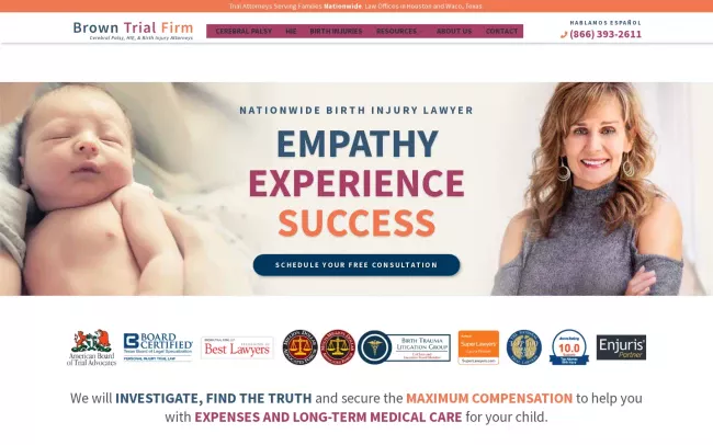 Screenshot of the Brown Trial Firm Website