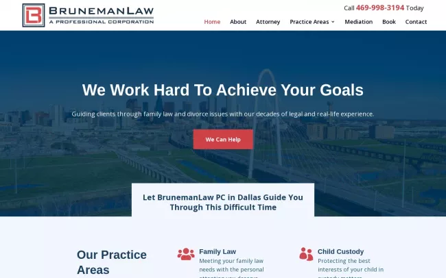Screenshot of the BrunemanLaw, PC Website