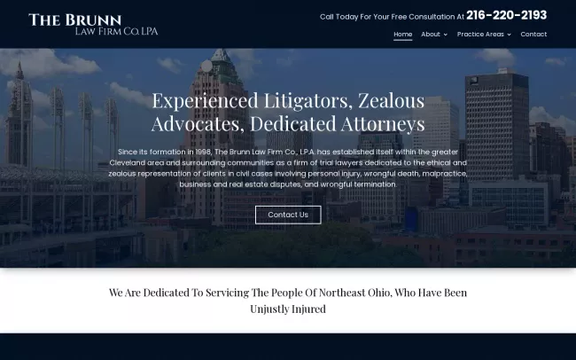 Screenshot of the The Brunn Law Firm Co., L.P.A. Website