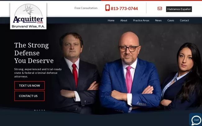 Screenshot of the Brunvand & Wise Law Group Website