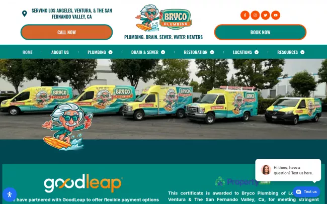 Screenshot of the Bryco Plumbing Website